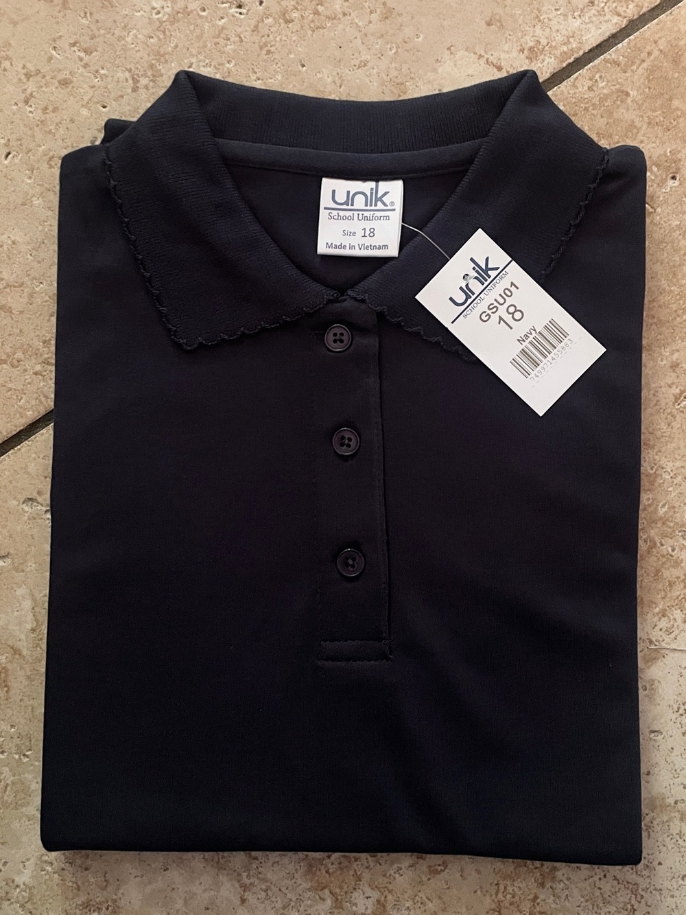 Bundle of Unik Girl’s Navy Scalloped Collar Polo Uniform Shirt